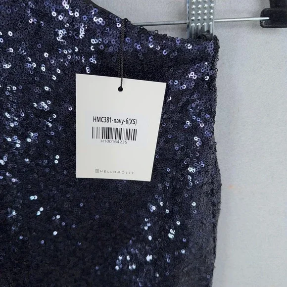 HELLO MOLLY Wanna Know How You Feel Sequin Dress Womens XS Navy Party Dressy - Picture 7 of 15